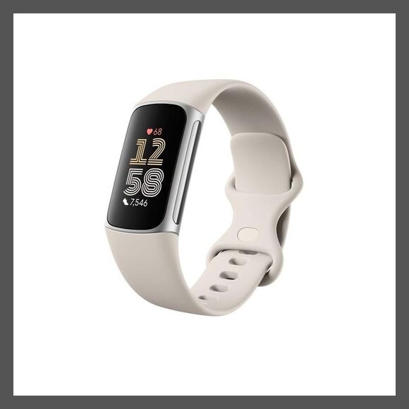 Fitbit -Charge 6 - Porcelain / Silver Aluminum Silver